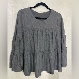 Elegant Charcoal Tiered Ruffle Blouse